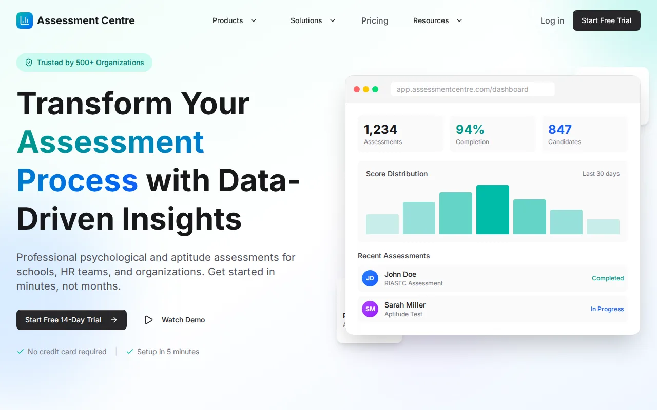 Screenshot of the Assessments.my website