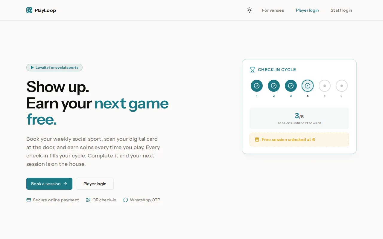 Screenshot of the PlayLoop website